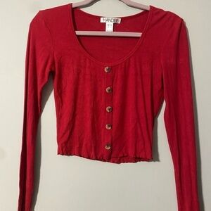 LONG sleeve crop top red